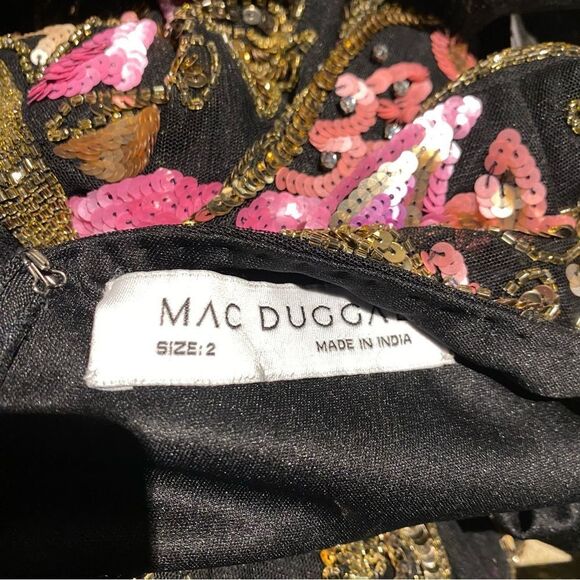 NWT Mac Duggal Black V Neck Floral Embellished Spaghetti Strap Gown dress Sz 2 - Picture 14 of 14